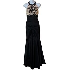 BLONDIE NITES BY STACY SKLAR Formal Ball Prom Gown Party Black long Dress Size 5